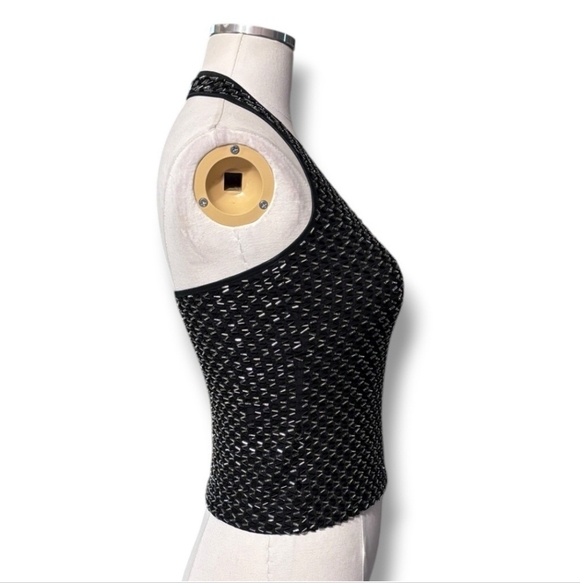 CACHÉ Black Beaded Cropped Halter VINTAGE - Picture 2 of 10